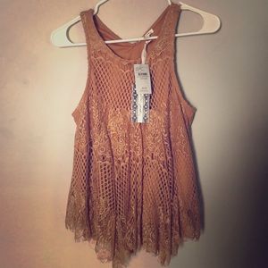 Lacy top. Size M mustard